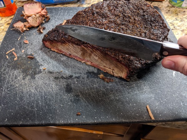 Slicing brisket with a knife that is too small